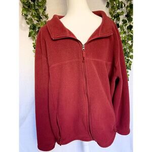 L.L. Bean Red Men's Zip Up Fleece Jacket with Outside and Inside Pockets SZ XXL